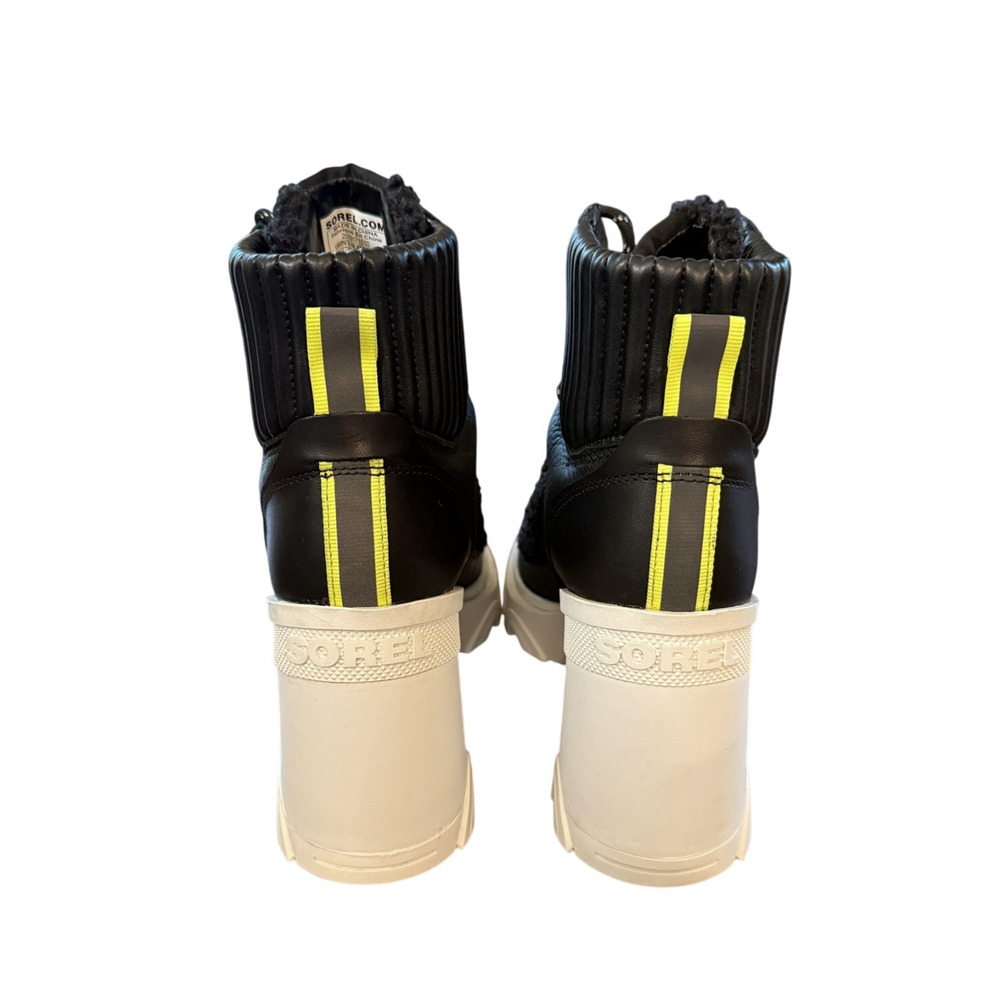 Sorel 8.5 Brex $210 Shearling Teddy Bear Ankle Boots Chunky Platform Heel Black - Picture 7 of 10